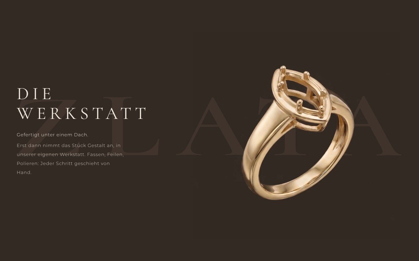 Abschnitt „Die Werkstatt“ mit einem Ring